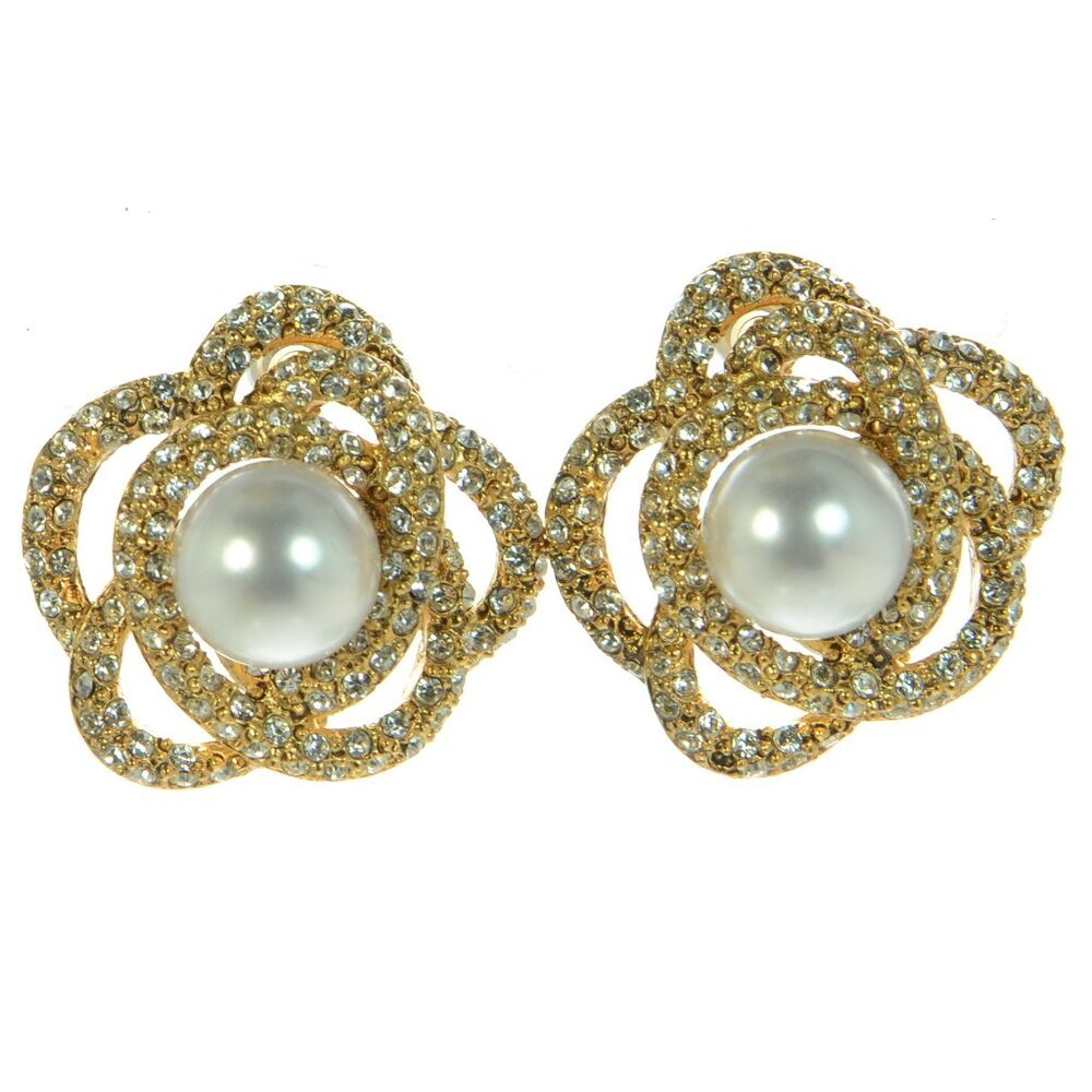 Jennifer Behr Glass Pearl & Glass Crystal Stud Earrings